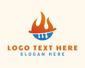 Flame - Heating & Cooling Orbit logo design
