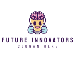 Visionary - Retro Brain Bulb logo design