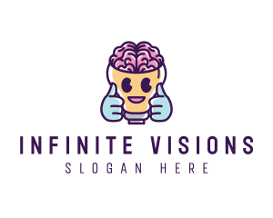 Visionary - Retro Brain Bulb logo design