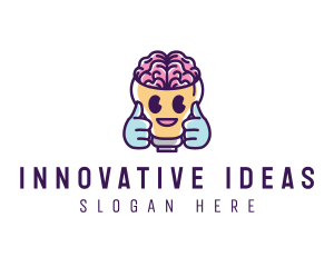 Retro Brain Bulb logo design