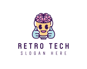 Retro Brain Bulb logo design