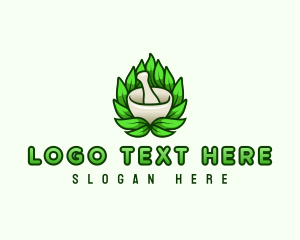 Eco - Mortar Pestle Herbal logo design