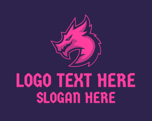 Dragon - Pink Dragon Mascot logo design