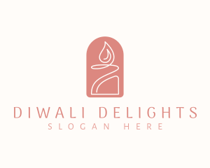 Diwali - Candle Flame Fire logo design