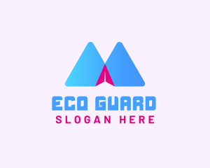 Steward - Mountain Paper Plane Letter M logo design