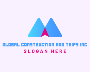 Trip - Mountain Paper Plane Letter M logo design