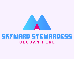 Stewardess - Mountain Paper Plane Letter M logo design