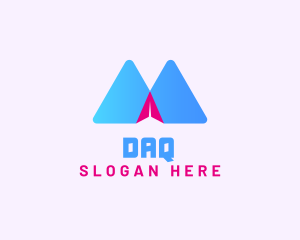 Airport - Mountain Paper Plane Letter M logo design