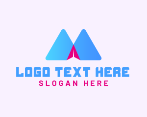 Stewardess - Mountain Paper Plane Letter M logo design