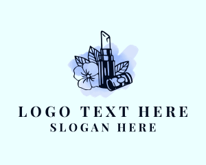 Beauty Blogger - Floral Makeup Lipstick logo design