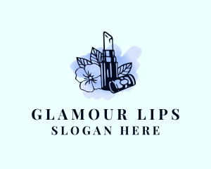 Lipstick - Floral Makeup Lipstick logo design