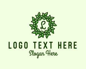 Vegetarian - Leaf Wreath Organic Farm logo design