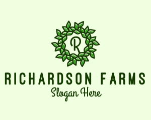 Leaf Wreath Organic Farm logo design