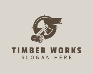 Wood Axe Carpenter logo design