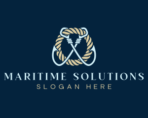 Naval - Marine Fisherman Hook logo design