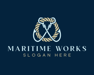 Marine Fisherman Hook logo design