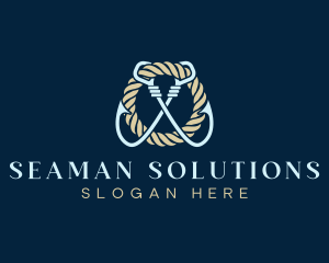 Marine Fisherman Hook logo design