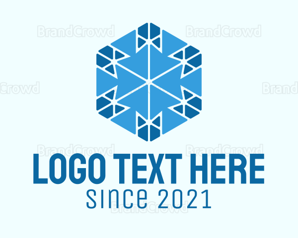 Geometric Blue Snowflake Logo