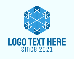 Winter Season - Geometric Blue Snowflake logo design