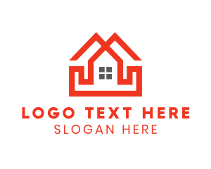 Land - Red Duplex House logo design