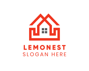 Land - Red Duplex House logo design