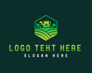 Lawn Care - Watering Can Gardener Tools logo design