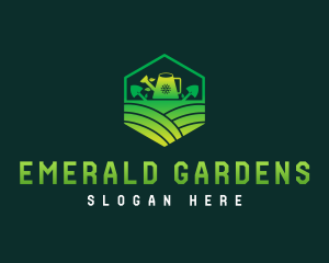 Watering Can Gardener Tools logo design