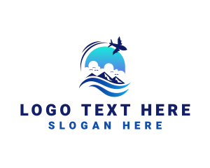 Island - Beach Vacation Plane logo design