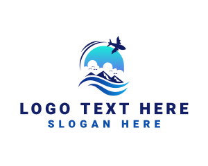 Beach Vacation Plane Logo