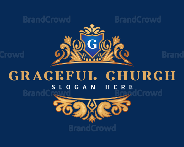 Elegant Garden Shield Crown Logo