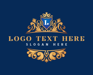 High End - Elegant Garden Shield Crown logo design