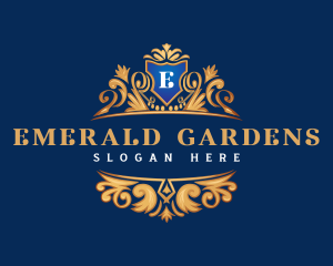 Elegant Garden Shield Crown logo design