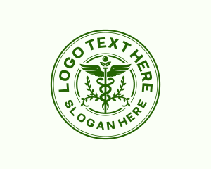 Health Care - Caduceus Vines Leaf logo design