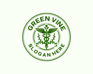 Caduceus Vines Leaf logo design