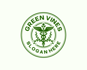 Caduceus Vines Leaf logo design