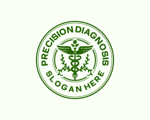 Diagnosis - Caduceus Vines Leaf logo design
