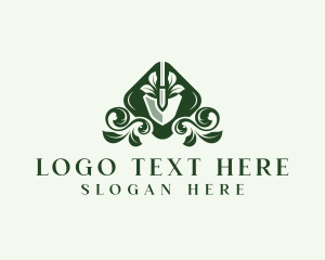 Leaf - Digging Shovel Gardening logo design