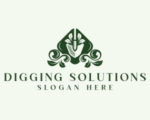 Digging Shovel Gardening logo design