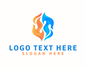 Blue Flame - Flaming Hot Fire logo design