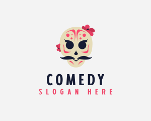 Mexican Moustache Skull Logo