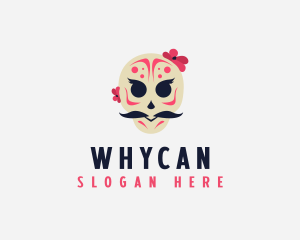 Mexican Moustache Skull Logo