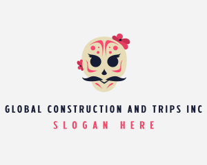 Halloween - Mexican Moustache Skull logo design