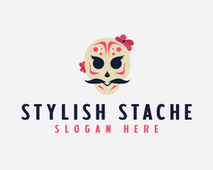 Moustache - Mexican Moustache Skull logo design
