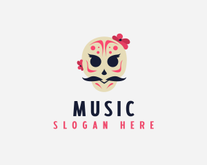 Cultural - Mexican Moustache Skull logo design