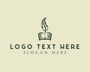 Book - Feather Pen Writer logo design
