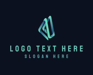 Telecommunication - 3D Triangle Letter A logo design