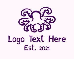 Squiggle - Purple Doodle Octopus logo design