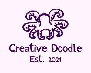 Doodle - Purple Doodle Octopus logo design