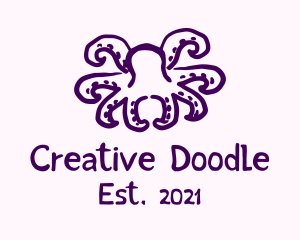 Purple Doodle Octopus logo design