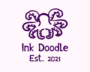 Purple Doodle Octopus logo design